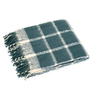 Walton & Co Faux Mohair Slate Blue Chequered Throw